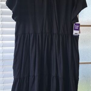 Seven7 Plus Size Tiered Black Dress NWT Size 1X
